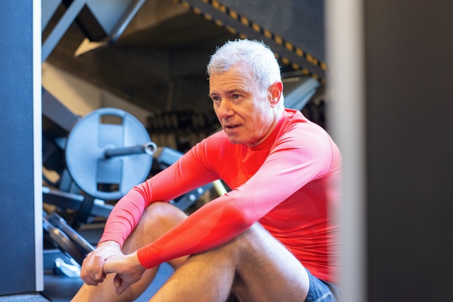 Older adults weight lifting
